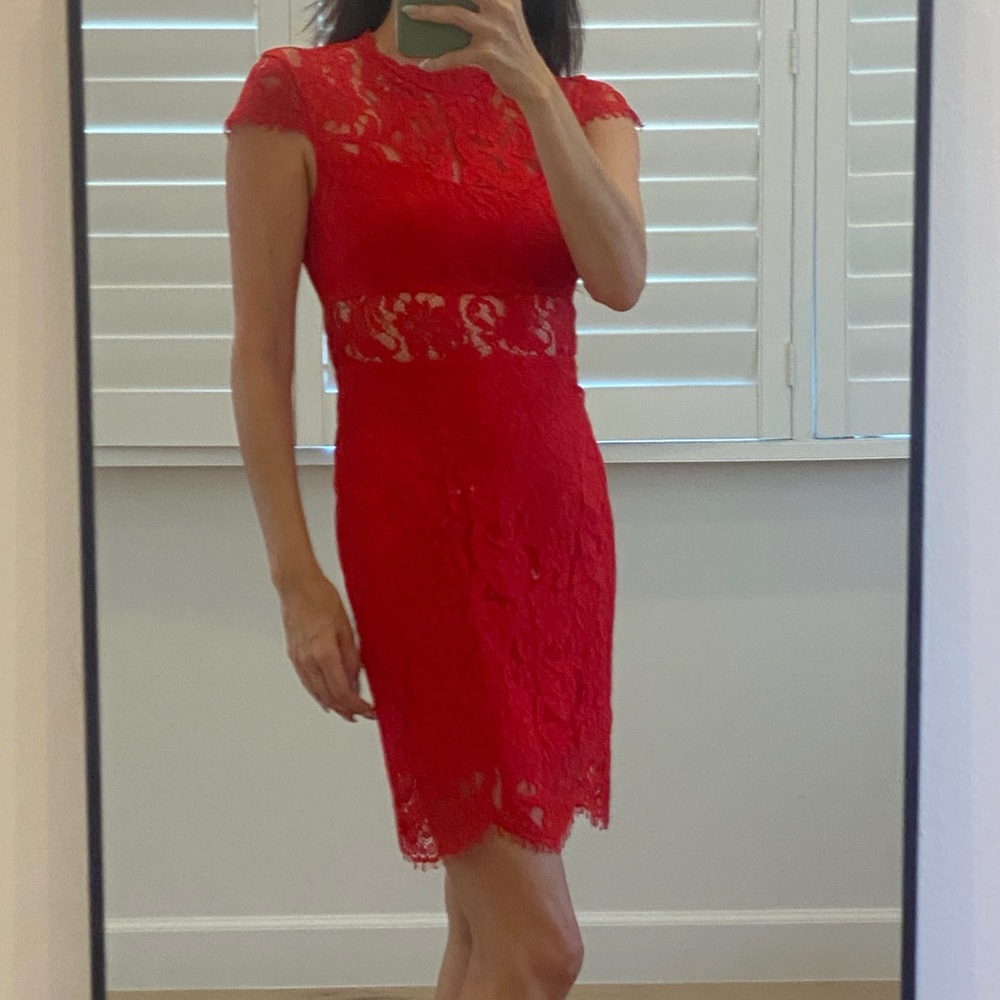 Saylor Lace Pattern Mini Dress